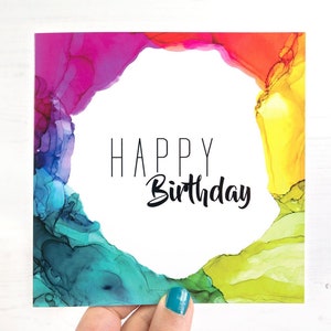 Rainbow Birthday Card, Blank Greeting Card, LGBTQ Birthday Card, Colourful Birthday Card, Rainbow Happy Birthday, Pretty Birthday Card