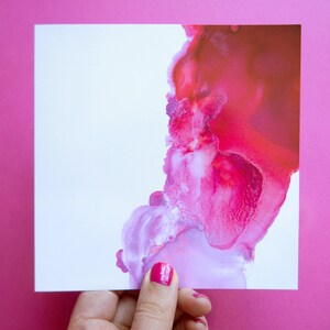 Carte d’anniversaire rouge rose, impression d’art abstrait vibrant, anniversaire Merci, Salutation vierge, Coloré coloré, Décoration murale de mariage de petite amie