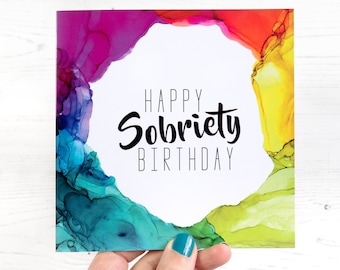 Sobriety Birthday Card, AA gift, Alcoholics Anonymous, Soberversary, Addiction Sober, AA Sponsor Sponsee, Friends of Bill, 12 Step Recovery