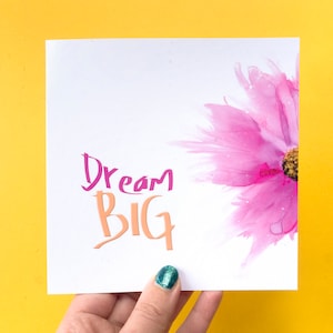 Carte Dream Big, citations positives motivationnelles inspirantes, nouvelle carte d’emploi, cadeau de motivation, Dream Big Little one, Dream big sign