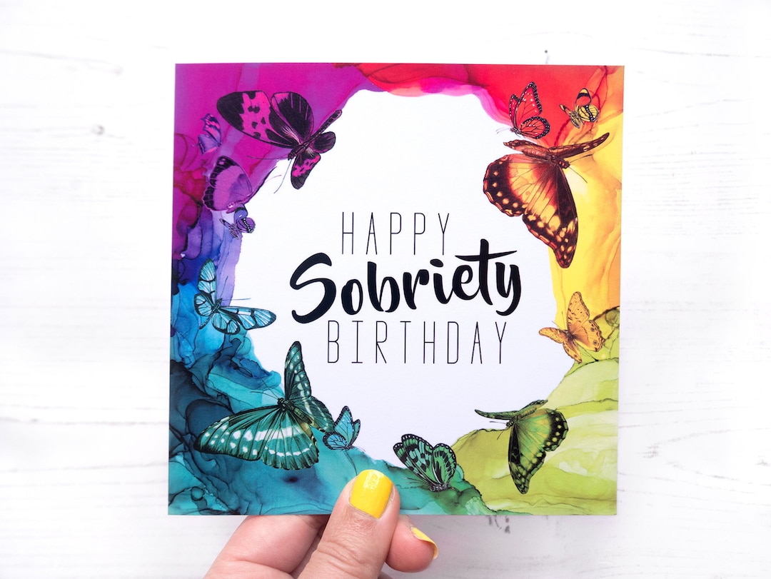Sober Birthday Card Sobriety Anniversary Alcoholics - Etsy