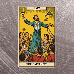Adesivo de carta de tarô de barman