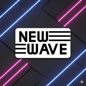 New Wave Sticker – 80s Music Vinyl Decal, Retro Synth Style, Laptop