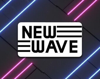 New Wave Sticker – 80s Music Vinyl Decal, Retro Synth Style, Laptop