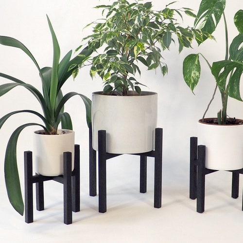 Plant Stand Handmade Solid Oak Black Stained Plant Stand Etsy UK
