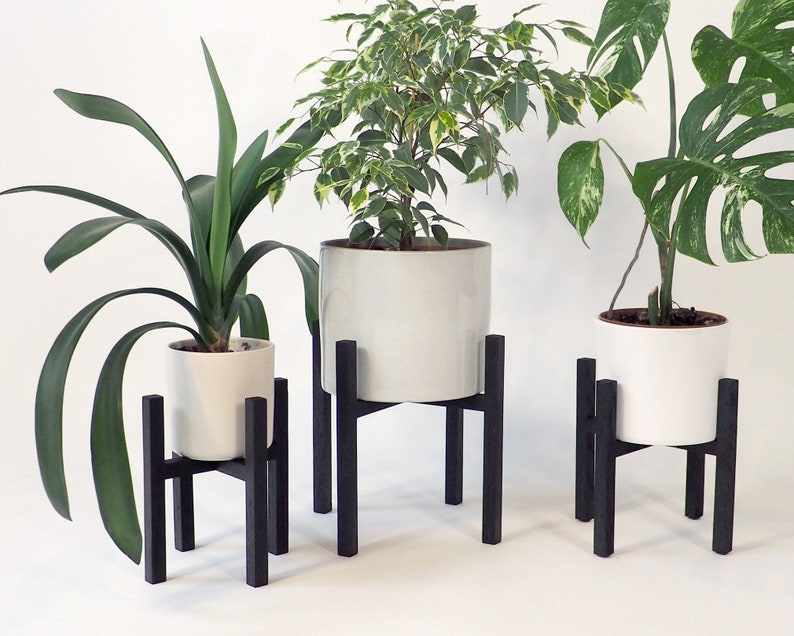 Plant Stand Handmade Solid Oak Black Stained Plant Stand Etsy UK