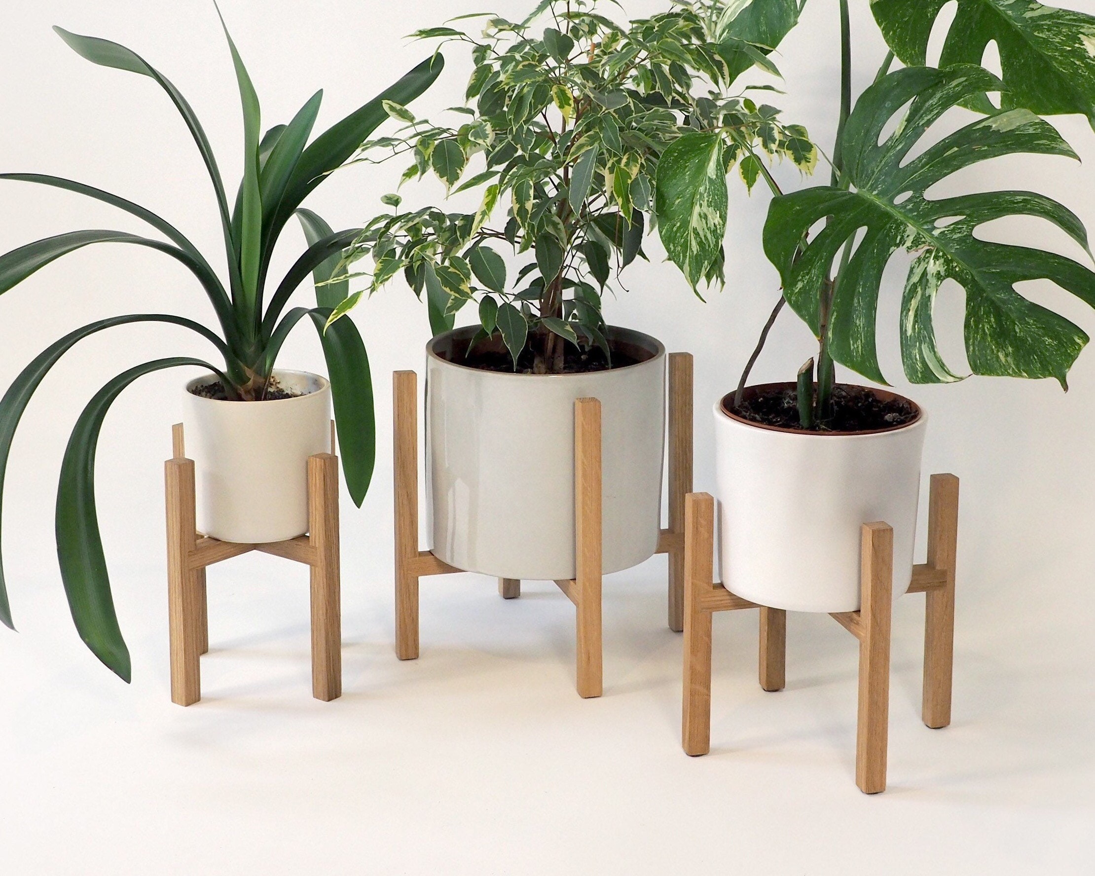 Plant Stand Handmade Solid Oak Plant Stand Mid Century Design