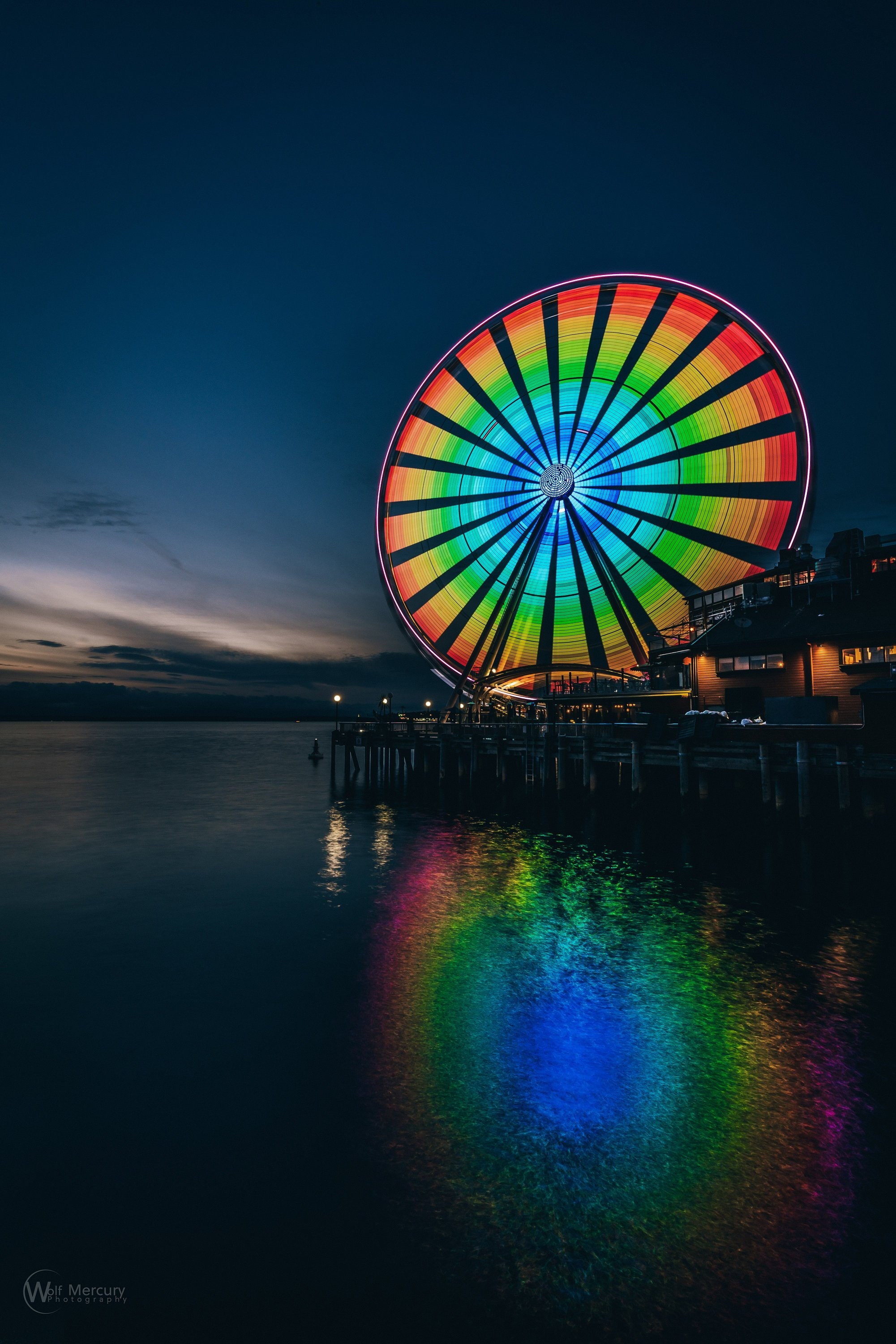 Seattle Photo Print Seattle Ferris Wheel Rainbow Print | Etsy
