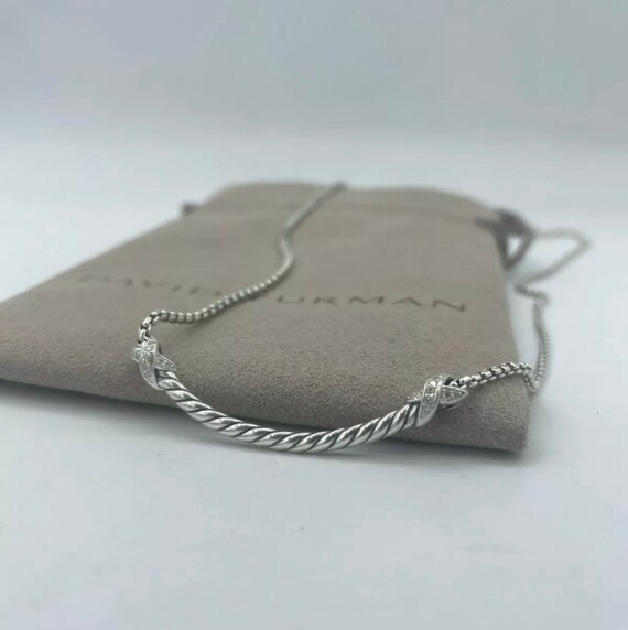 David Yurman Petite X Bar Necklace With 