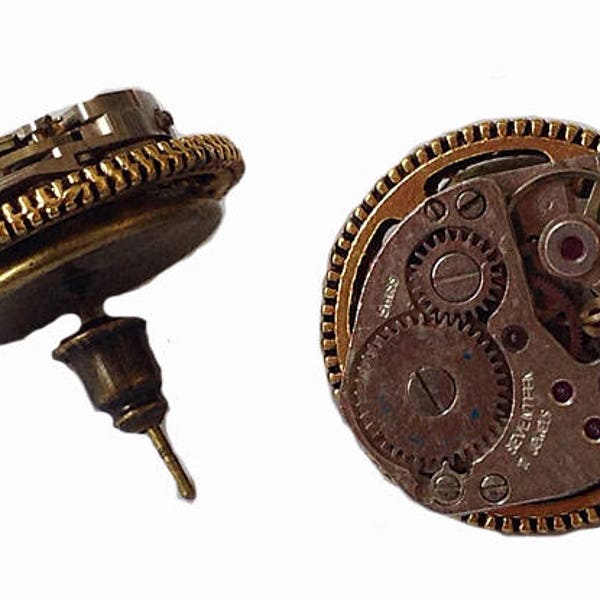 steampunk earrings clockwork gears gearwheels