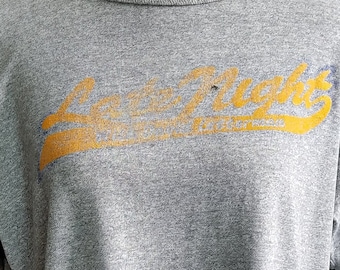 トップス 80s Champion Late Night T-SHIRT 80's Champion Late Night Rubber Print T-shirt Gray Frosted