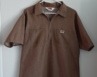 Vintage Ben Davis Shirt Mens 4XL Black Zip Made In USA 80s