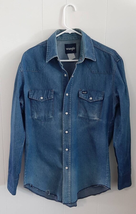 Wrangler Denim Western Wear Pearl Snap Shirt - Etsy