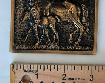Vintage Horse & Foal Solid Brass BTS Belt Buckle - Etsy display picture 2