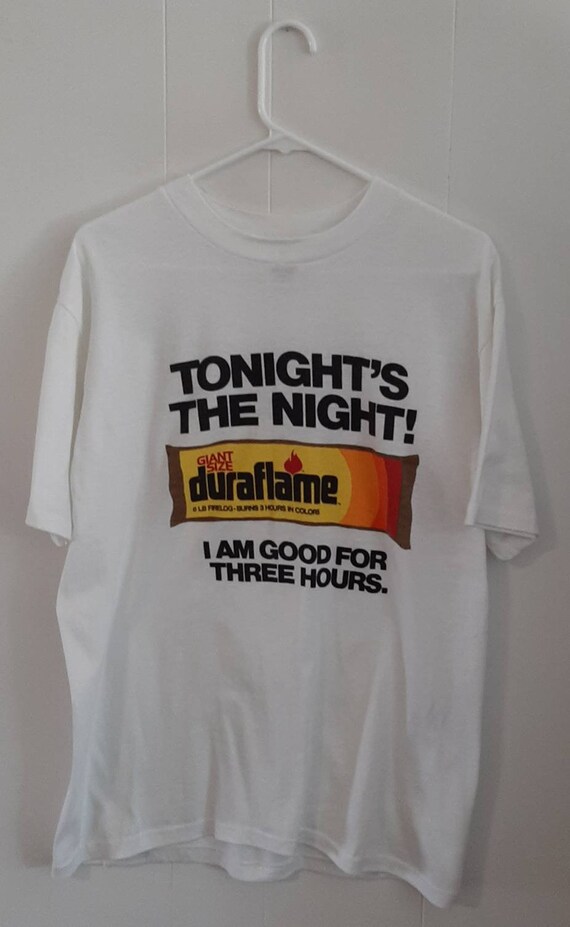 Vintage Duraflame Tonight's the Night T Shirt Kleding Gender-neutrale kleding volwassenen Tops & T-shirts T-shirts T-shirts met print 