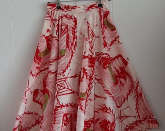 Vintage 1950s Madalyn Miller Sombrero Print Circle Skirt