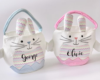 Personalised Easter Egg Basket with name, Large Easter Egg Hunt Bag, Personalised Children's Easter Gift
