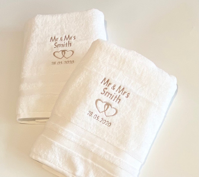 Personalised Wedding gift, Luxury Mr & Mrs personalised wedding towels 