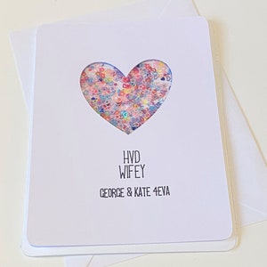 Cartão personalizado de dia dos namorados, cartão agitador de lantejoulas, cartão personalizado de dia dos namorados para marido ou mulher