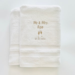 Personalised Wedding gift, Luxury Mr & Mrs personalised wedding towels image 4
