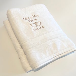 Personalised wedding gift, Mrs & Mrs personalised luxury wedding towels