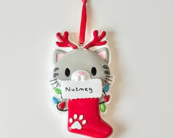 Personalised Cat Christmas Tree Decoration - Ceramic Cat Christmas Gift