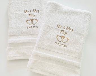 Personalised Wedding gift, Luxury Mr & Mrs personalised wedding towels