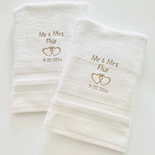 Personalised Wedding gift, Luxury Mr & Mrs personalised wedding towels