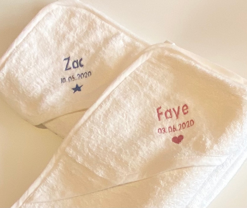 Personalised baby hooded towel, Personalised new baby gift, Personalised embroidered hooded towel, 100% cotton, luxury baby hooded towel image 1