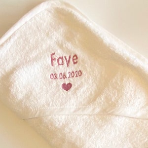 Personalised baby hooded towel, Personalised new baby gift, Personalised embroidered hooded towel, 100% cotton, luxury baby hooded towel image 2