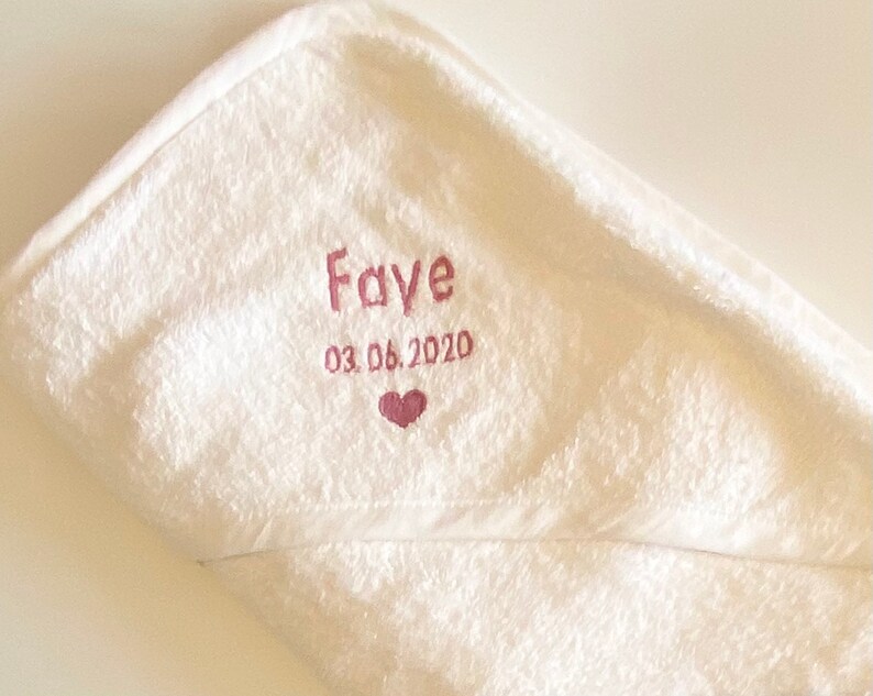 Personalised baby hooded towel, Personalised new baby gift, Personalised embroidered hooded towel, 100% cotton, luxury baby hooded towel image 2