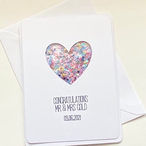 Personalised Wedding card sequin shaker card, Congratulations on your Wedding card