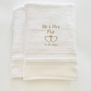 Personalised Wedding gift, Luxury Mr & Mrs personalised wedding towels image 3