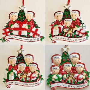 Personalised family Christmas tree decoration, personalised Christmas decoration family of 2, 3, 4 or 5