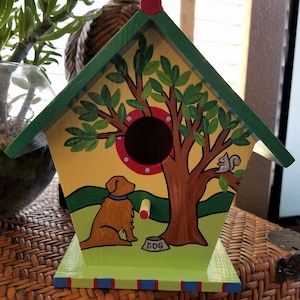 Bird House - Hand Painted Golden Retriever Dog bird house - See description below