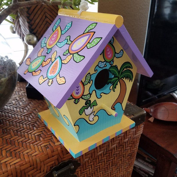 Turtle Beach hand painted decorative bird house