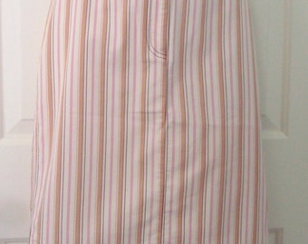Falda vintage de mujer LIZ (LIZ CLAIBORNE) a rayas, elástica, talla 10 - Cintura 82,5 cm; Largo 57 cm - Artículo nuevo de stock antiguo