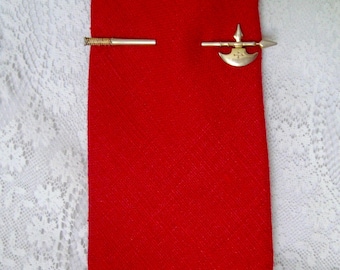 Barra de fecho de gravata vintage HICKOK Gold Tone Halberd Axe ajustável de 2 3/4" a 3 3/4"