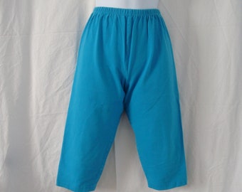 Women's Vintage KATELYN ROSE California Sportswear Elastic "At The Waist" Turquoise Stretch Knit Capris Size M - Like New Condition