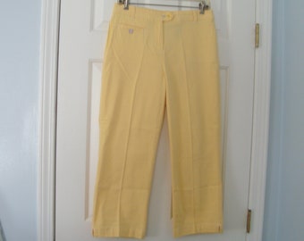 Vintage Womens CRAZY HORSE Butter Yellow Stretch Capris Size 6 - Like New Condition