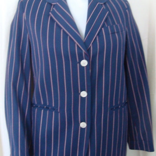 Vintage Women's GAP Navy w Red & White Pinstripe, 3 Button Blazer Jacket Size XS- Like New Condition