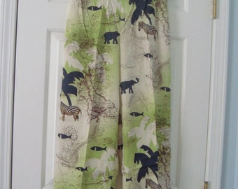 Vintage Women's JUDITH HART Tropical Safari African Print Pull On Elastic Waist Capris Sz 6 - NEW Without Tags