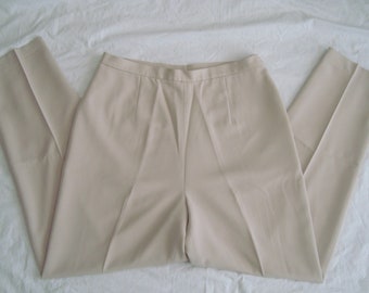 vintage ANN TAYLOR LOFT pour femme entièrement doublé, beige pantalon de costume taille 10 - tour de taille 31", entrejambe 29 1/2" - état comme neuf