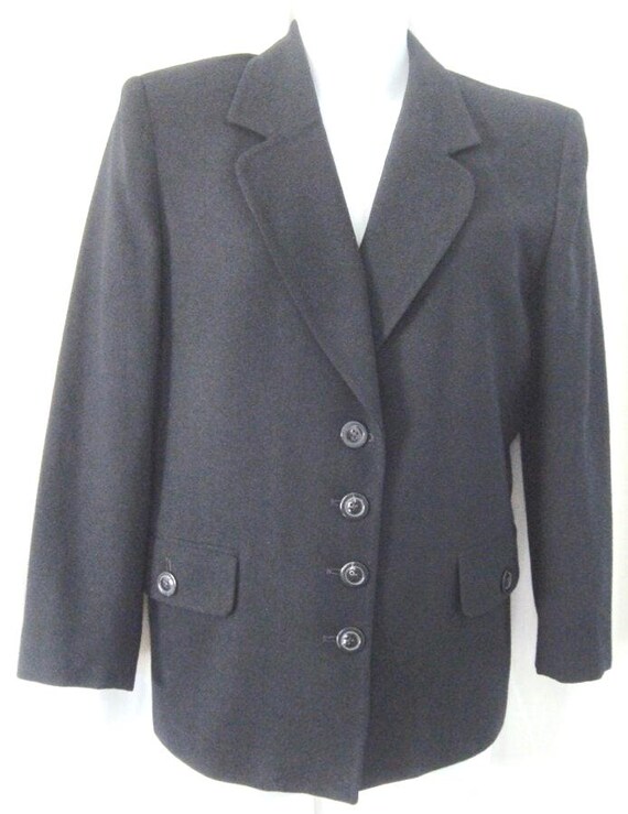 Vintage 1980s Christian Dior Wool Jacket: Black Designer Coat