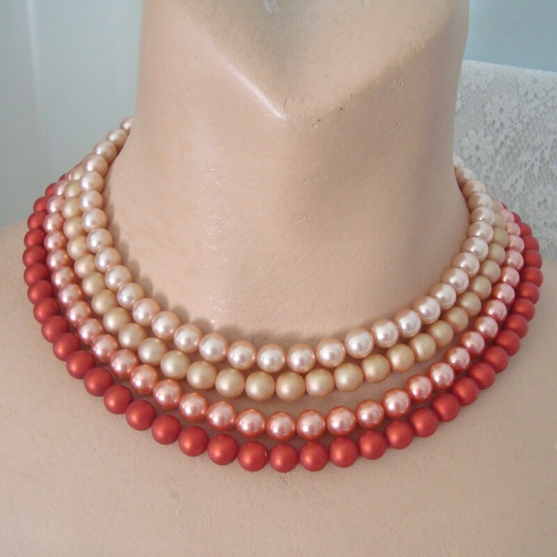 Vintage 50's Four Strand Beaded Necklace