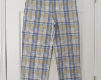 Spodnie damskie w kratę ANN TAYLOR w stylu vintage, rozmiar 10, talia 32 cale, długość nogawki wewnętrznej 25 1/2 cala, wyglądają jak nigdy nienoszone