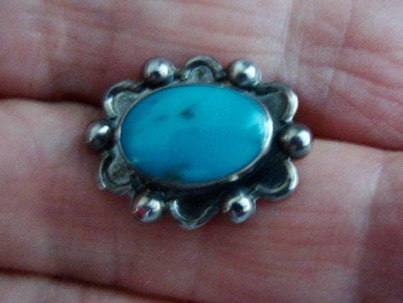 Vintage Southwestern STERLING SILVER & TURQUOISE … - image 2