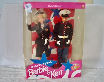 Vintage 1991 BARBIE & KEN Dolls Stars n Stripes Marine Corps Special Edition - NEW in Box