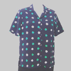 Vintage Women's ALFRED DUNNER Polka Dot Print Short Sleeve Button Front Blouse Top Size 10 -  Never Worn