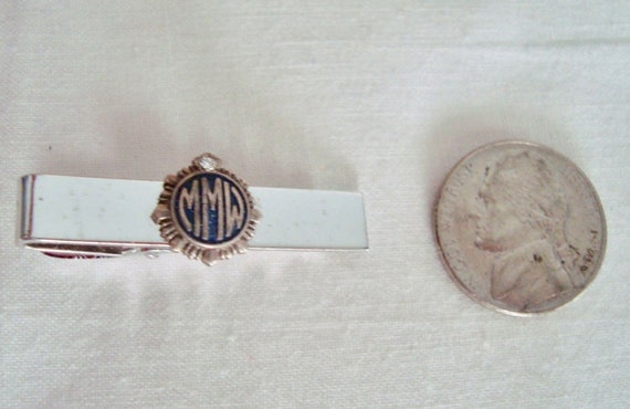 Vintage 1950's Sterling Silver Monogram MMW Tie C… - image 3